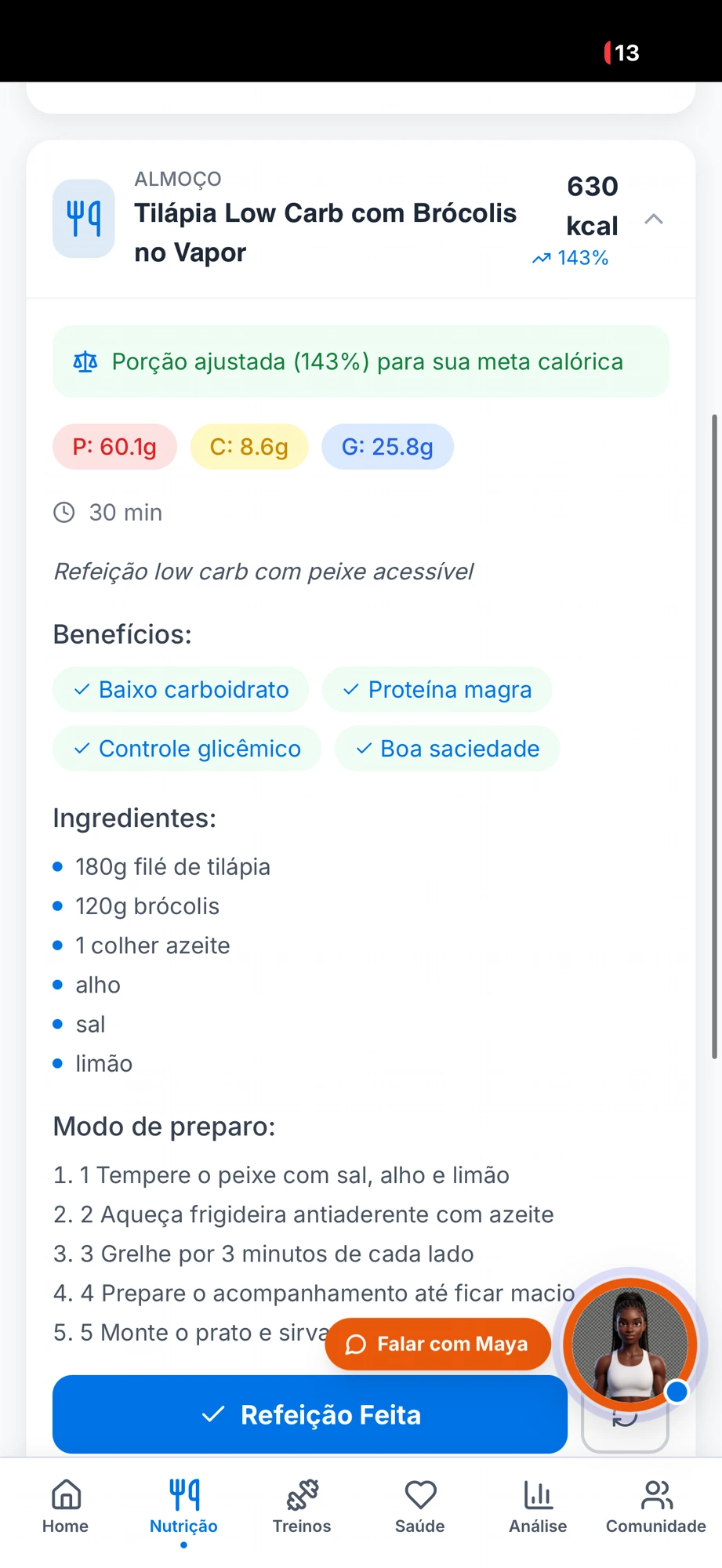 Receitas — Receitas com macros e preparo